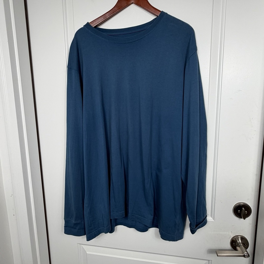 Lands End Super-T Long Sleeve T Shirt Lot 2 Mens XXL Blue Navy Cotton Casual - Picture 4 of 10